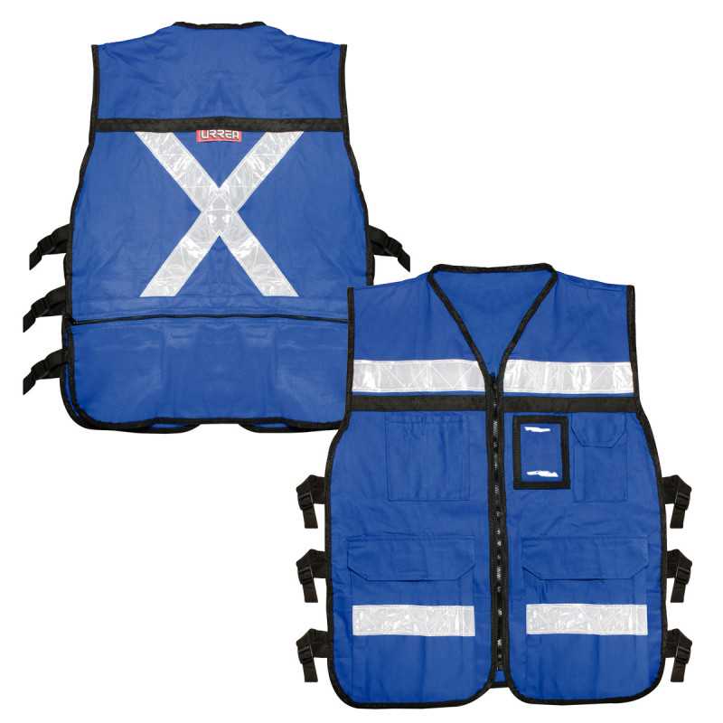 USCH21 Chaleco de seguridad tipo supervisor cerrado con reflejante azul M Urrea USCH21 Chaleco de seguridad tipo supervisor cerrado con reflejante azul M Urrea