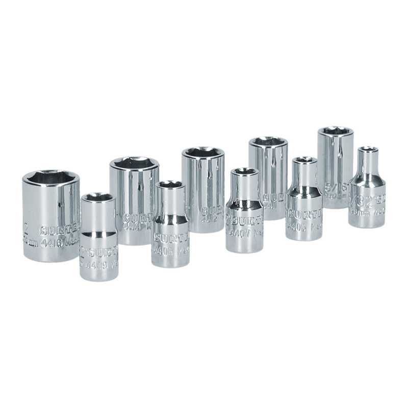 S05S Juego de dados cuadro de 1/4" 6 puntas en pulgadas 10 piezas Surtek S05S Juego de dados cuadro de 1/4" 6 puntas en pulgadas 10 piezas Surtek