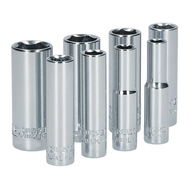 S13S Juego de dados largos cuadro de 1/4" 6 puntas en pulgadas 8 piezas Surtek S13S Juego de dados largos cuadro de 1/4" 6 puntas en pulgadas 8 piezas Surtek