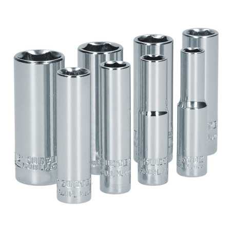 S13S Juego de dados largos cuadro de 1/4" 6 puntas en pulgadas 8 piezas Surtek