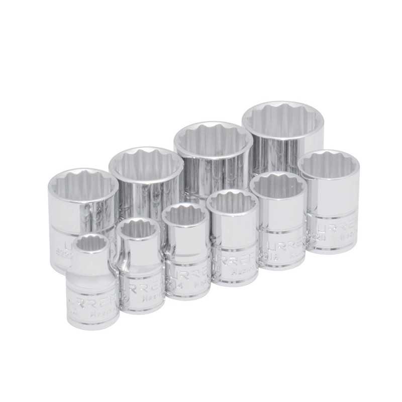 52118 Juego de dados cuadro de 3/8" 12 puntas en pulgadas en riel 10 piezas Urrea 52118 Juego de dados cuadro de 3/8" 12 puntas en pulgadas en riel 10 piezas Urrea