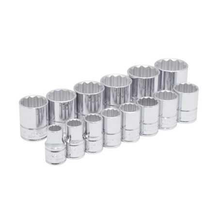 5400PA Juego de dados cuadro de 1/2" 12 puntas en pulgadas en riel 14 piezas Urrea