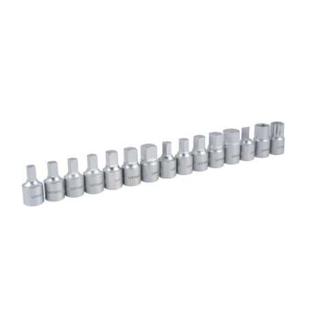 2393 Juego de dados cuadro de 3/8" para drenado de aceite 14 piezas Urrea