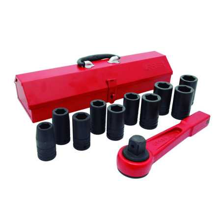 750012LH Juego de dados largos y accesorios de impacto en pulgadas cuadro de 3/4" 12 piezas Urrea