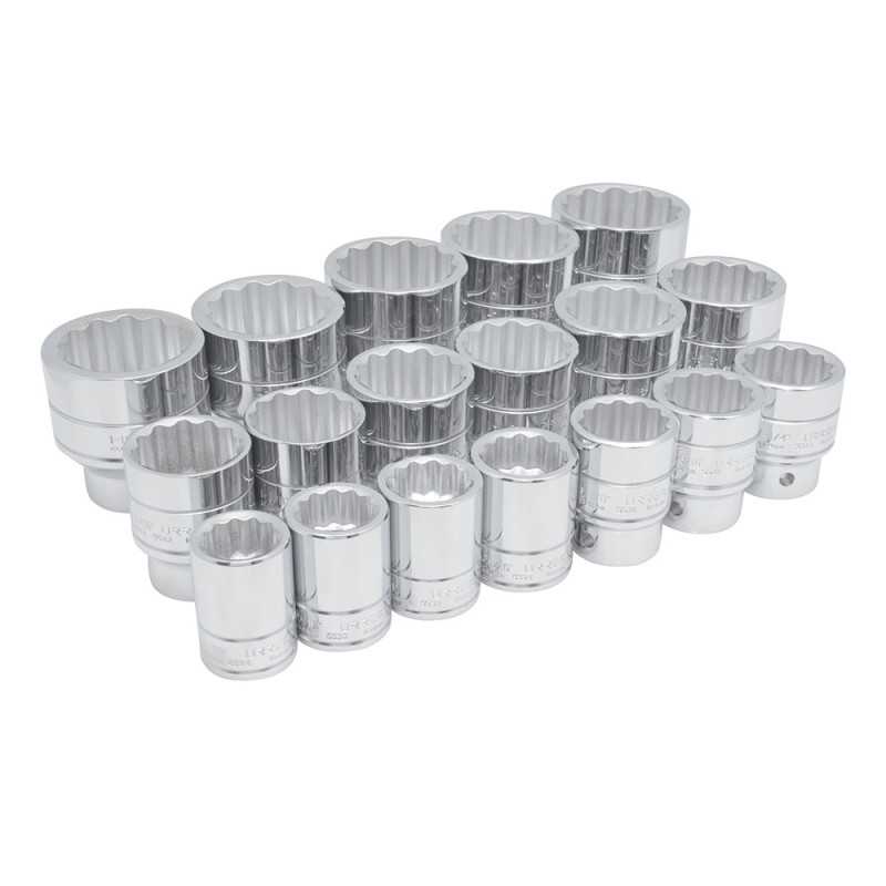 55109 Juego de dados cuadro de 3/4" 12 puntas en pulgadas 18 piezas Urrea