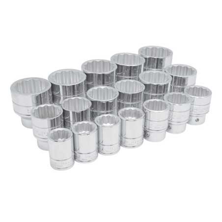 55109 Juego de dados cuadro de 3/4" 12 puntas en pulgadas 18 piezas Urrea