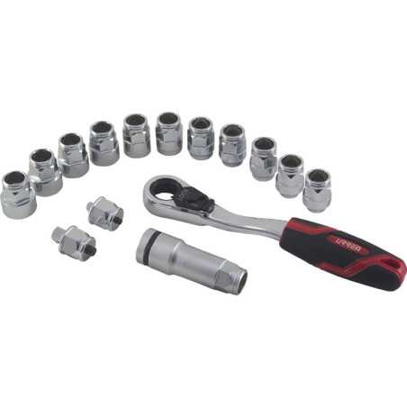 5401GT Juego de dados y accesorios cuadro de 1/2" Go-Through combinado 15 piezas Urrea