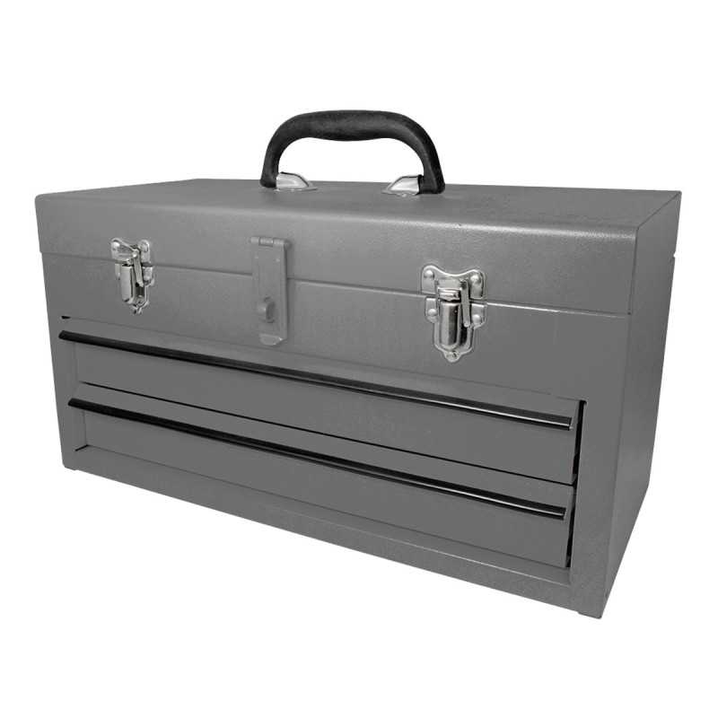 CM2G Caja portaherramientas metálica color gris con 2 gavetas 18" x 9" x 11" Surtek