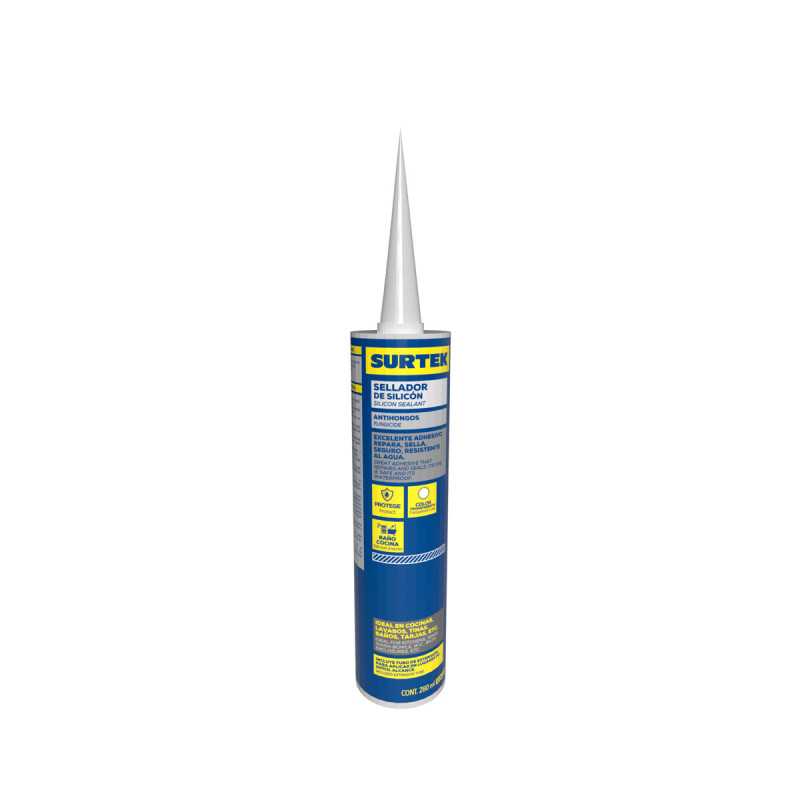 113453 Silicon para baño y cocina color transparente 280 ml Surtek 113453 Silicon para baño y cocina color transparente 280 ml Surtek