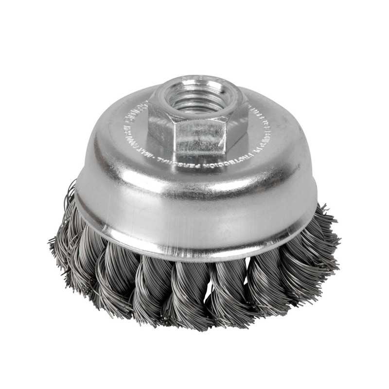 C513 Carda copa trenzada alambre delgado 3" x 0.35 mm con rosca M14 Surtek C513 Carda copa trenzada alambre delgado 3" x 0.35 mm con rosca M14 Surtek