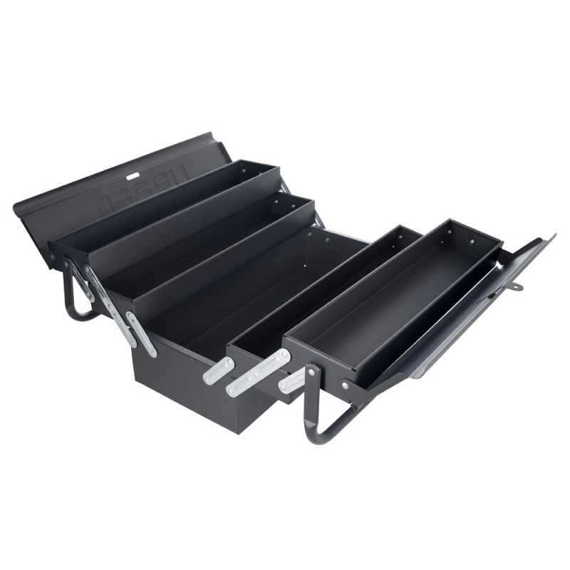 CMA4 Caja portaherramientas metálica tipo acordeón negra 7" x 18" x 7" Urrea