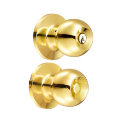 18PO Pomo tubular bola función entrada latón brillante llave estándar blíster Lock