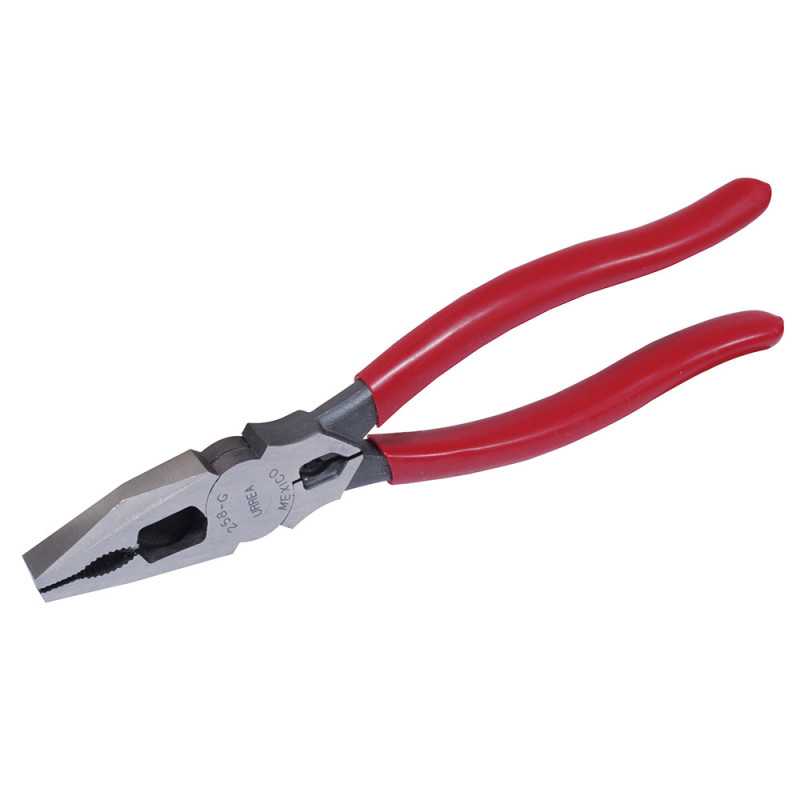 258G Pinza para electricista con mango rubber grip de 8-17/32" universal corte lateral quijadas Urrea 258G Pinza para electricista con mango rubber grip de 8-17/32" universal corte lateral quijadas Urrea