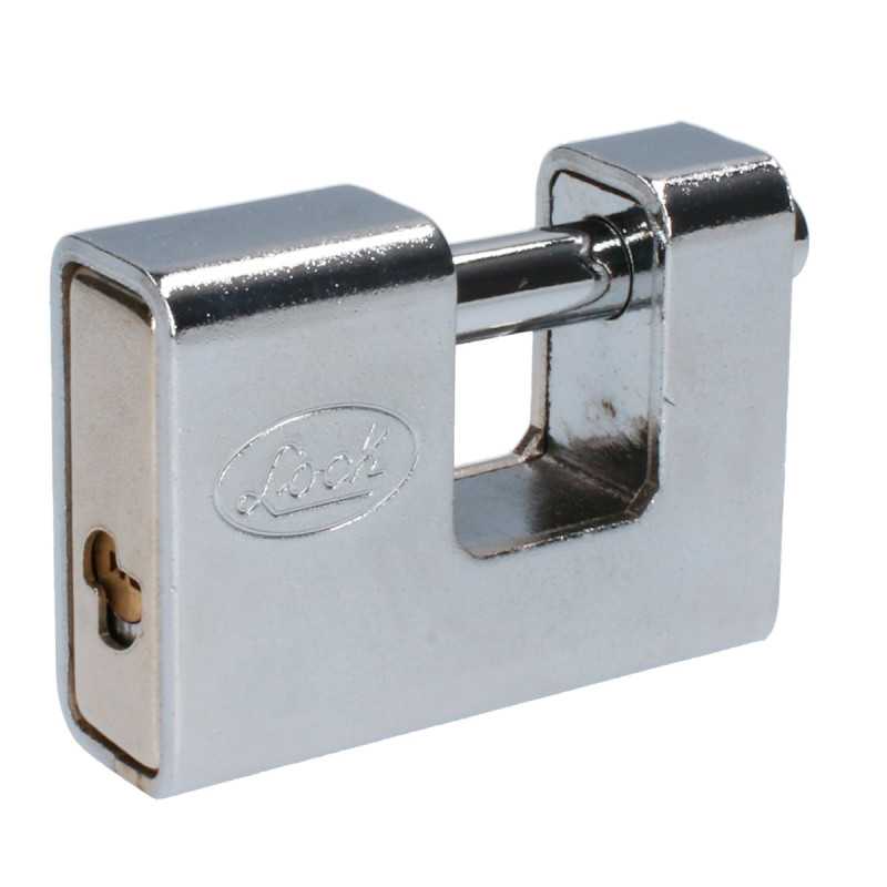 L22C80QCBB Candado de acero para cortina metálica 80 mm cromo satinado llave de puntos Lock