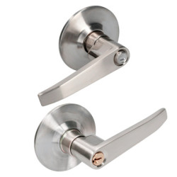 23MA Manija tubular plana función baño níquel satinado llave estándar blíster Lock