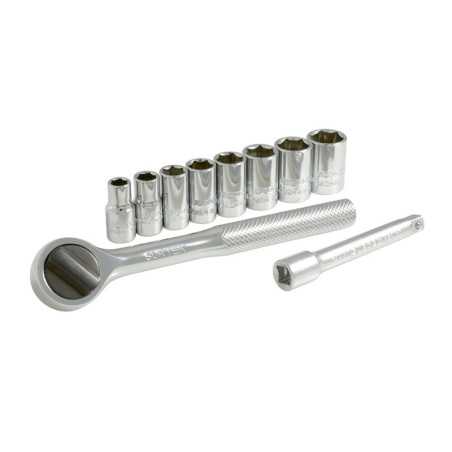 A03M Juego de dados y accesorios cuadro de 1/4" métrico 10 piezas Surtek