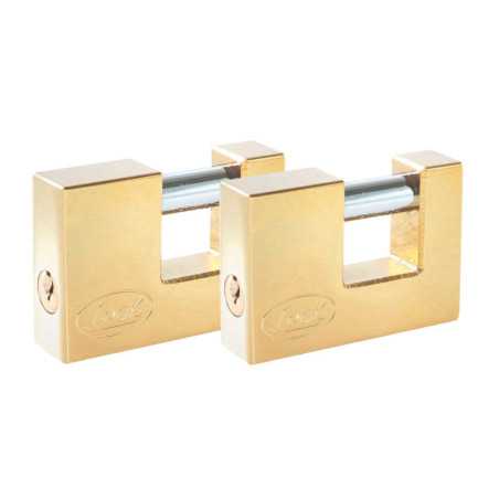J2CCL Juego de candados para cortina 80 mm latón brillante llave estándar 2 piezas Lock