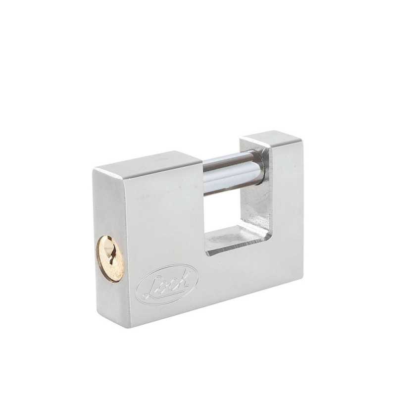 L22C80ECSB Candado de acero para cortina metálica 80 mm cromo satinado llave estándar Lock