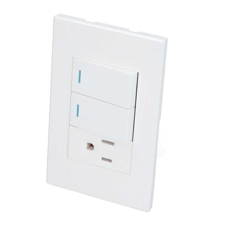 P626B Placa 2 Interruptor 1 contacto 1/3 línea Premium color blanco Surtek