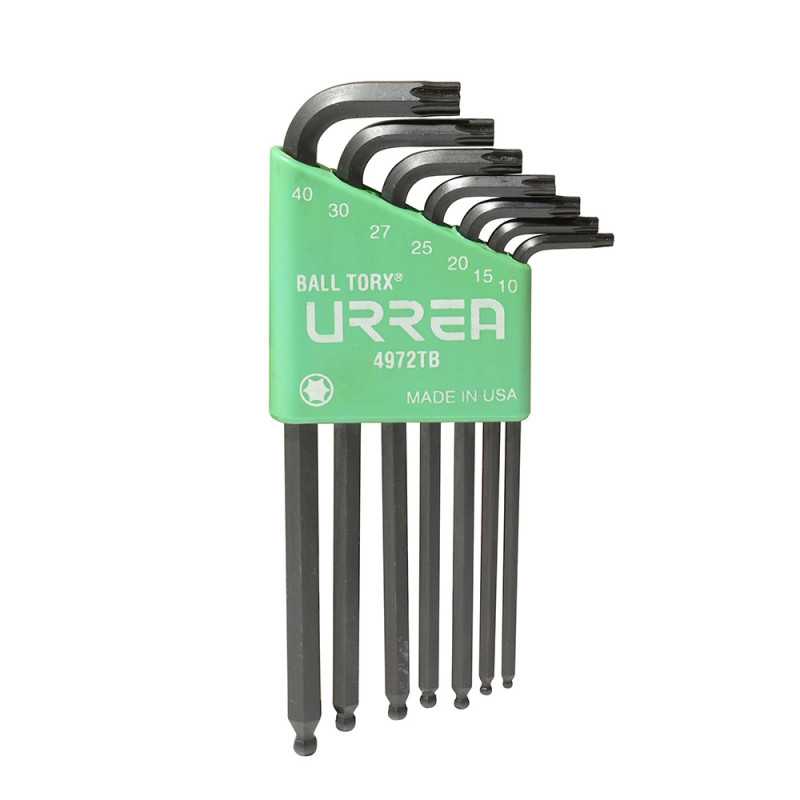 4972TB Juego de llaves hexagonales tipo "L" Torx punta de bola 7 piezas Urrea 4972TB Juego de llaves hexagonales tipo "L" Torx punta de bola 7 piezas Urrea