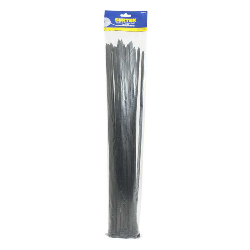 114211 Cinchos plásticos 203 x 4.6 mm tensión 22 Kg de 50 piezas color negro Surtek