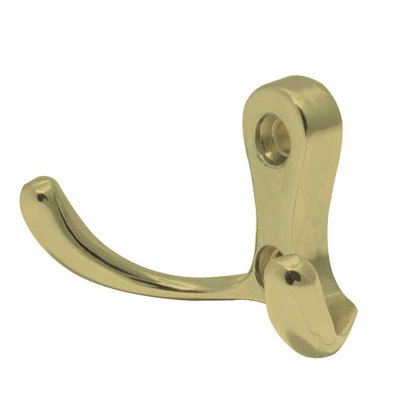 12PE Gancho perchero doble latón brillante Lock 12PE Gancho perchero doble latón brillante Lock