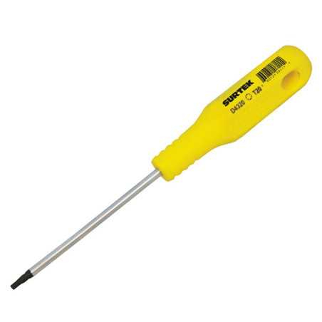 D4320 Destornillador con mango amarillo punta Torx T20 x 4" Surtek