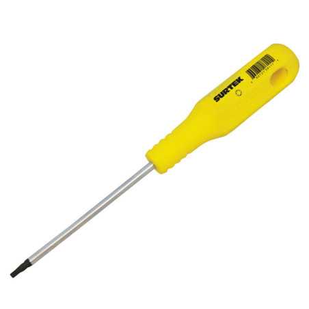 D4325 Destornillador con mango amarillo punta Torx T25 x 4" Surtek