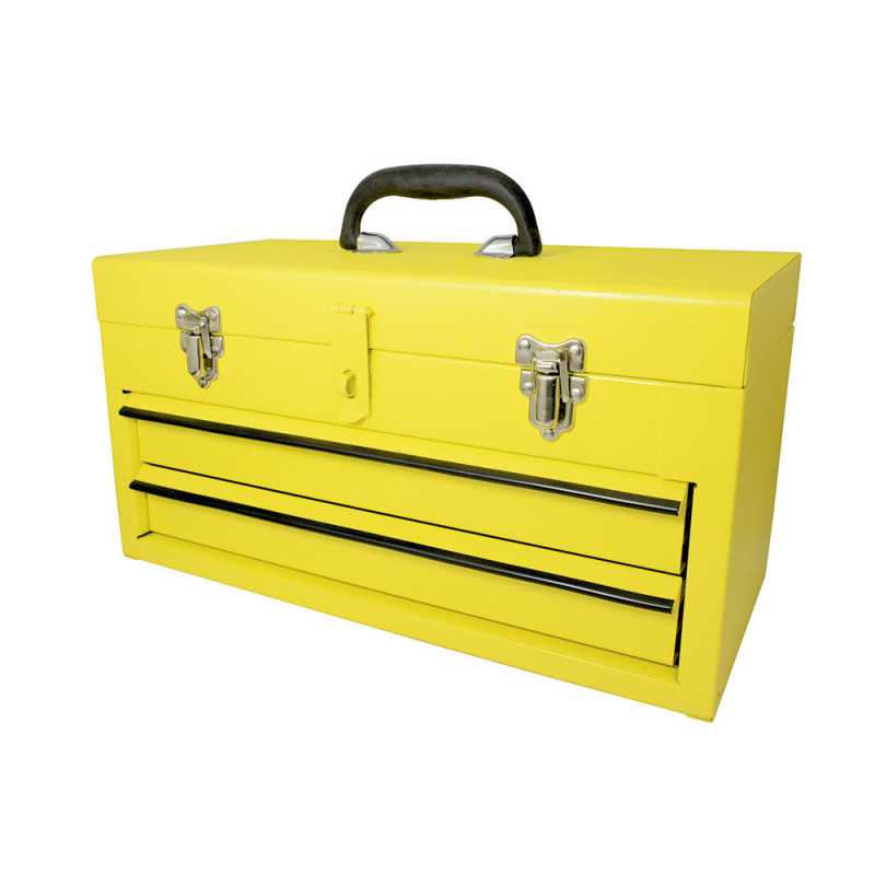 125107 Caja portaherramientas metálica color amarillo con 2 gavetas 18" x 9" x 11" Surtek