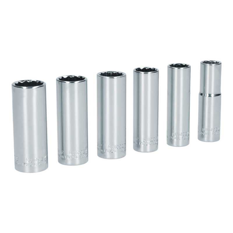 S11S Juego de dados largos cuadro de 1/2" 12 puntas en pulgadas 6 piezas Surtek