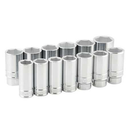 55111 Juego de dados largos cuadro de 3/4" 6 puntas en pulgadas 13 piezas Urrea