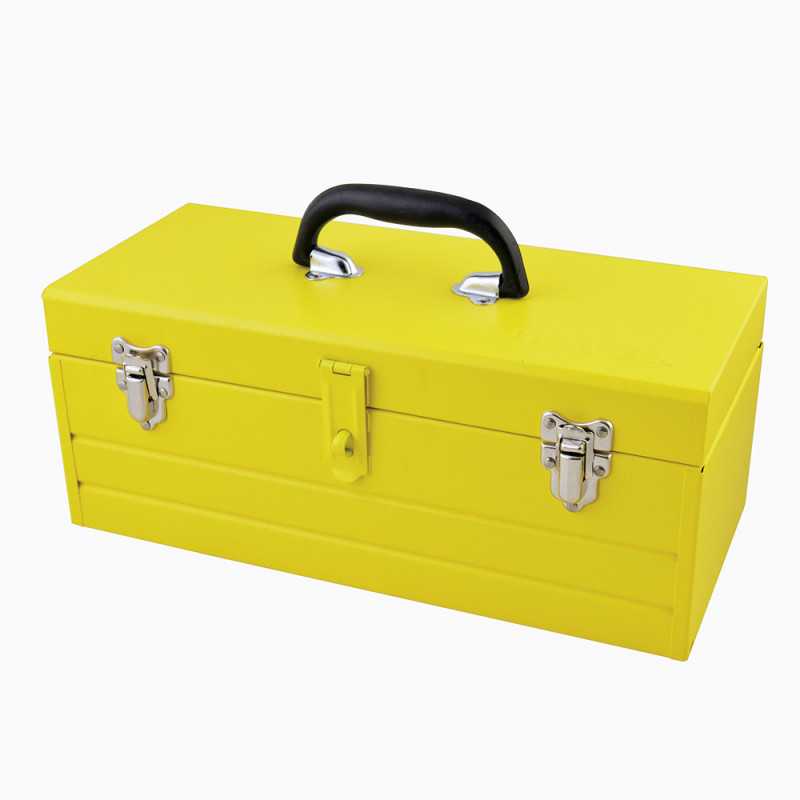 CM20 Caja portaherramientas metálica color amarillo con charola 19" x 7" x 6" Surtek CM20 Caja portaherramientas metálica color amarillo con charola 19" x 7" x 6" Surtek