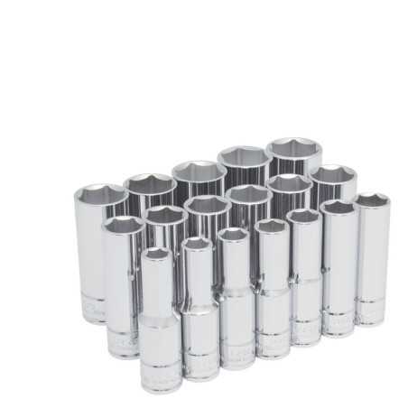 54203 Juego de dados largos cuadro de 1/2" 6 puntas métricos 18 piezas Urrea