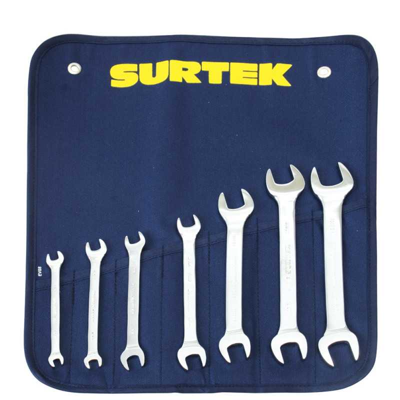 E01M Juego de llaves españolas pulido espejo métricas 7 piezas Surtek
