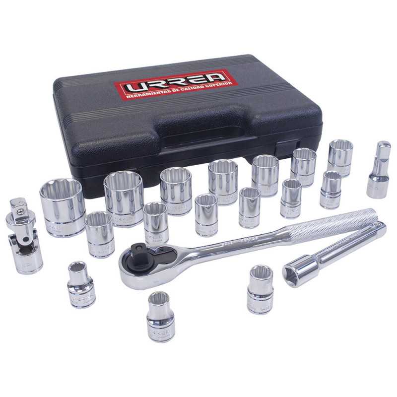 5400PB Juego de dados y accesorios cuadro de 1/2" en pulgadas 20 piezas Urrea
