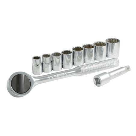 A02S Juego de dados y accesorios cuadro de 3/8" en pulgadas 10 piezas Surtek