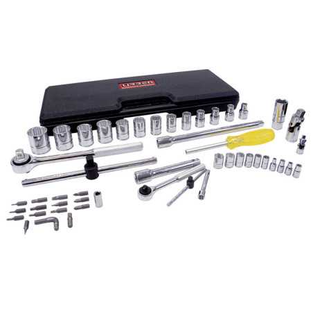 4754PM Juego de dados y accesorios cuadro de 1/4" y 1/2" métrico 50 piezas Urrea