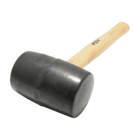 141881 Mazo con cabeza de hule negro con mango de madera de 13" 24 oz Foy