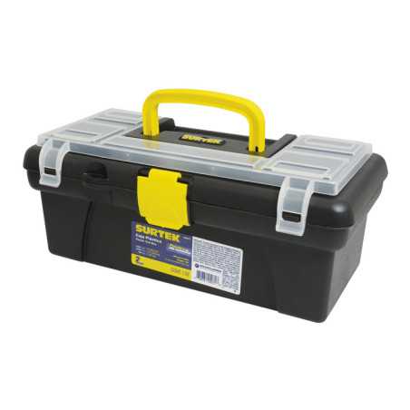 125071 Caja portaherramientas plástica con broches plásticos y organizador 12" x 6" x 5" Surtek