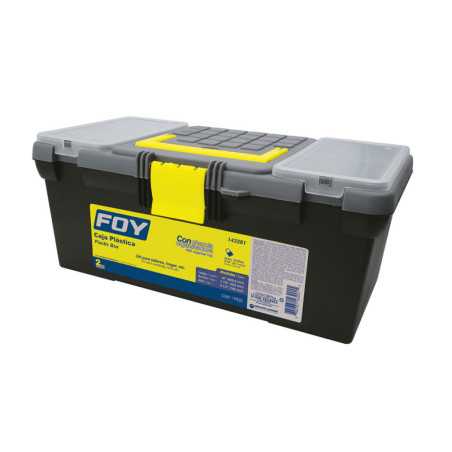 143201 Caja portaherramientas plástica con broches plásticos y organizador 16" x 7" x 6" Foy