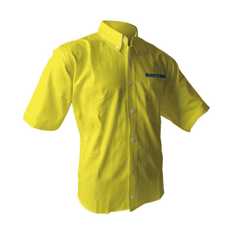 CAMC101C Camisa de manga corta para caballero color amarillo talla CH Surtek