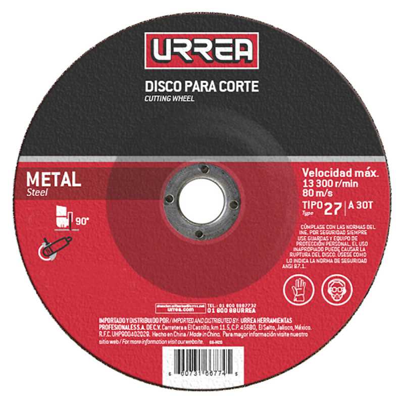 AMCD09 Disco abrasivo tipo 27 para metal 9" x 1/8" Urrea