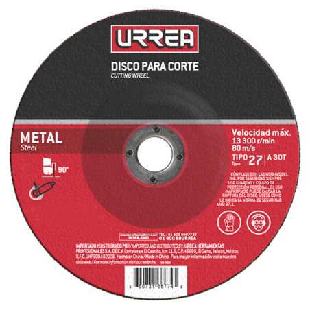 AMGD09 Disco abrasivo tipo 27 para metal 9" x 1/4" Urrea