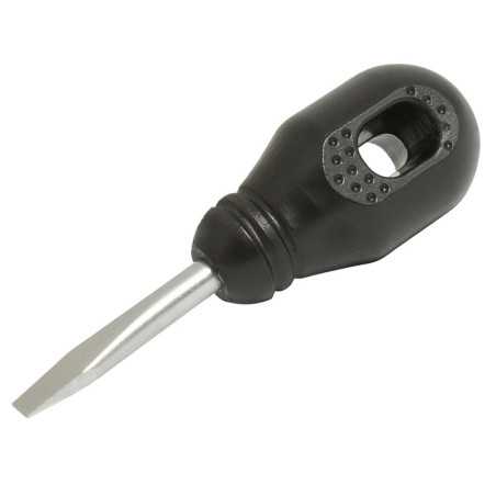 DER52 Destornillador con mango negro punta plana tipo trompo 1/4" x 1-1/4" Foy