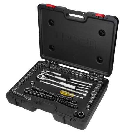 5447PA Juego de dados y accesorios cuadro de 1/4" 3/8" y 1/2" combinado 99 piezas Urrea